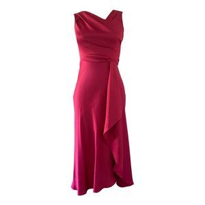JUST... TAYLOR Womens Burgundy Below The Knee Evening Fit + Flare Dress 2